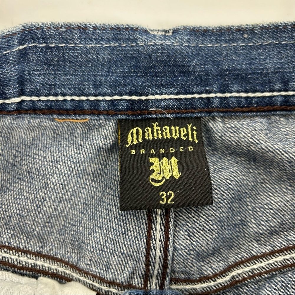 Vintage Makaveli Jeans Men 32x31 Blue Y2K Baggy 2000s Grunge Embroidered Hip Hop - Picture 3 of 10
